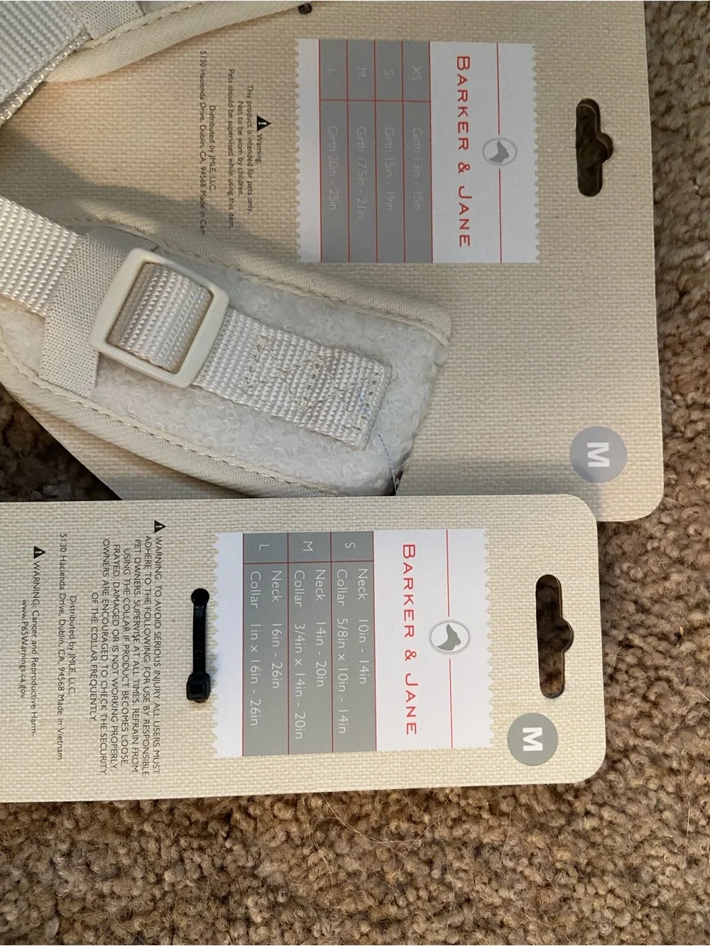Cream Plush Dog Harness and Collar Set - Medium